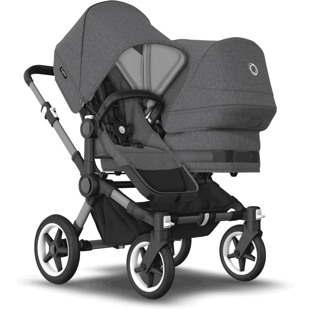 Donkey 5 Søskendevogn Complete   Grey Melange Graphite Stel fra Bugaboo
