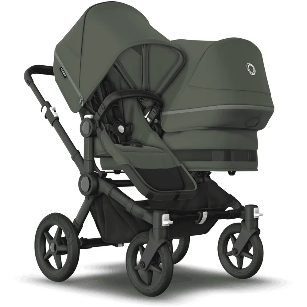 Donkey 5 Søskendevogn Complete   Forest Green Black Stel fra Bugaboo