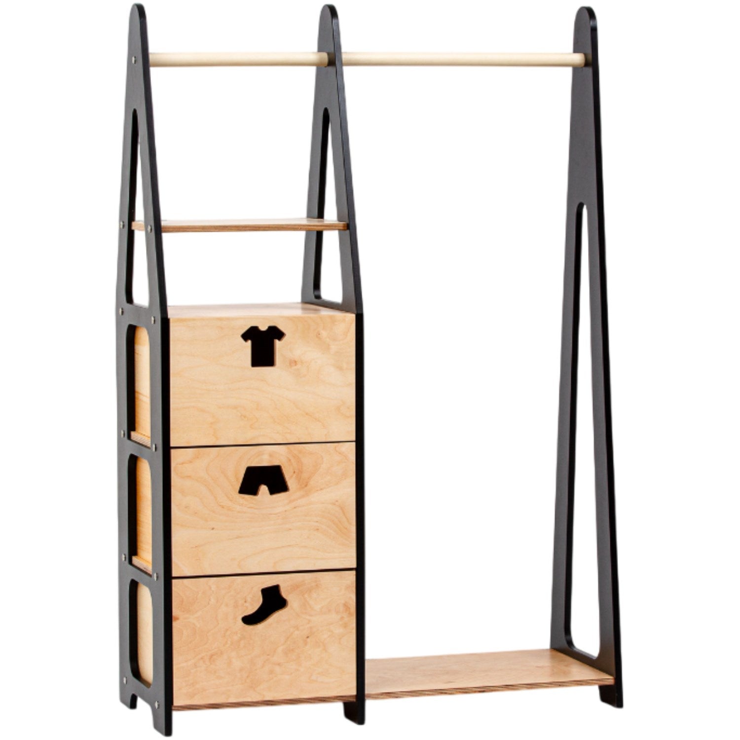 Børnegarderobe M. Skuffer Black fra Duck Woodworks
