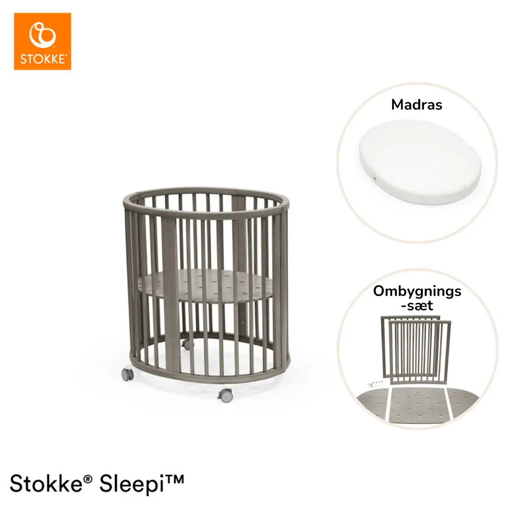 Sleepi Mini V3 Inkl. Madras Og Ombygningssæt   Hazy Grey fra Stokkeâ®