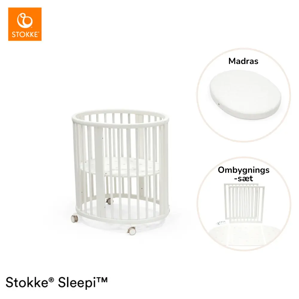 Sleepi Mini V3 Inkl. Madras Og Ombygningssæt   Hvid fra Stokkeâ®
