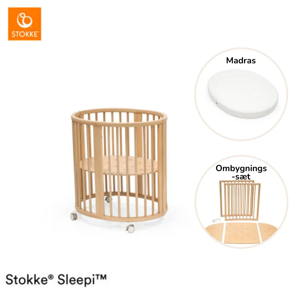 Sleepi Mini V3 Inkl. Madras Og Ombygningssæt   Natur fra Stokkeâ®