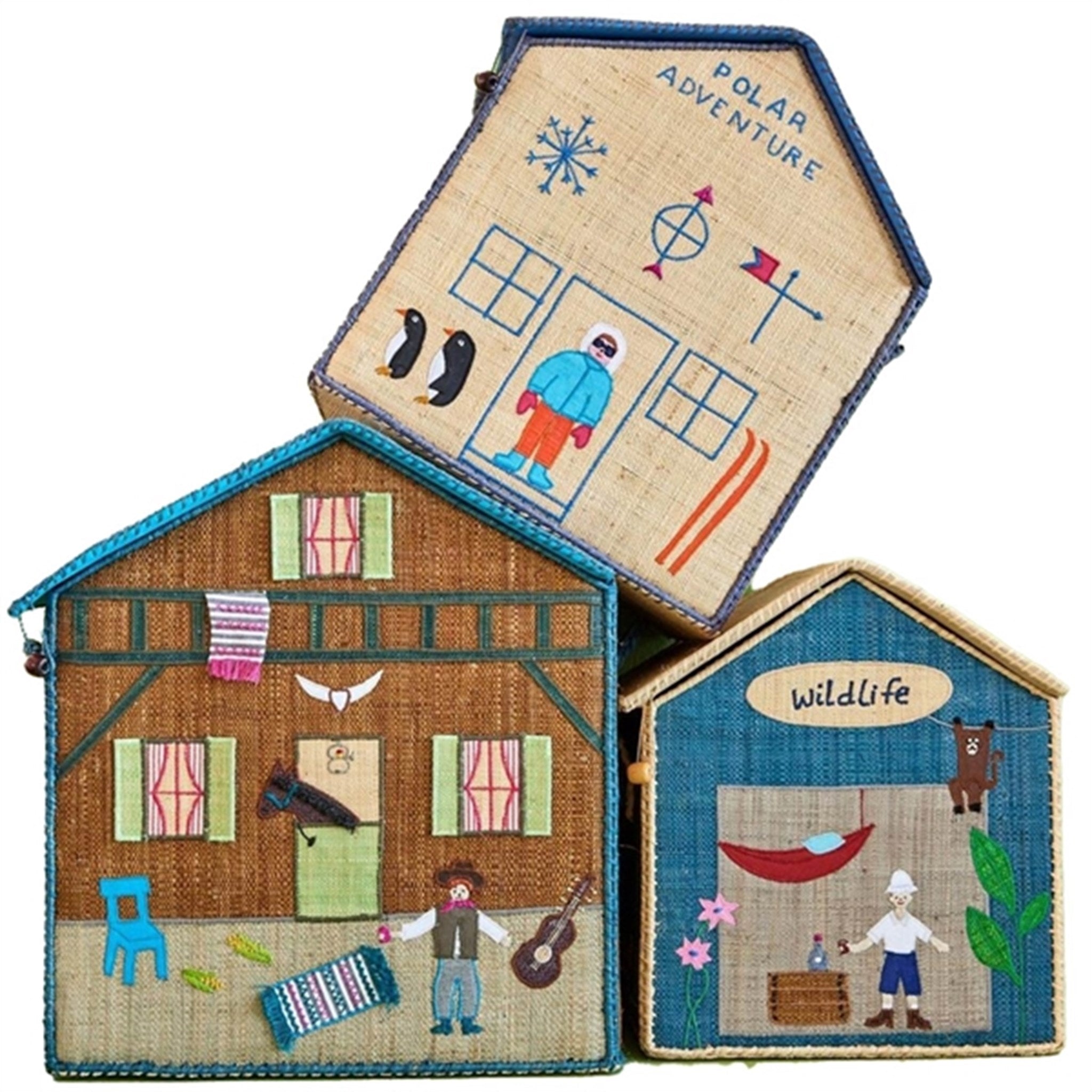 Adventure Theme Raffia Kurvehus Til Opbevaring 3 Pak fra Rice