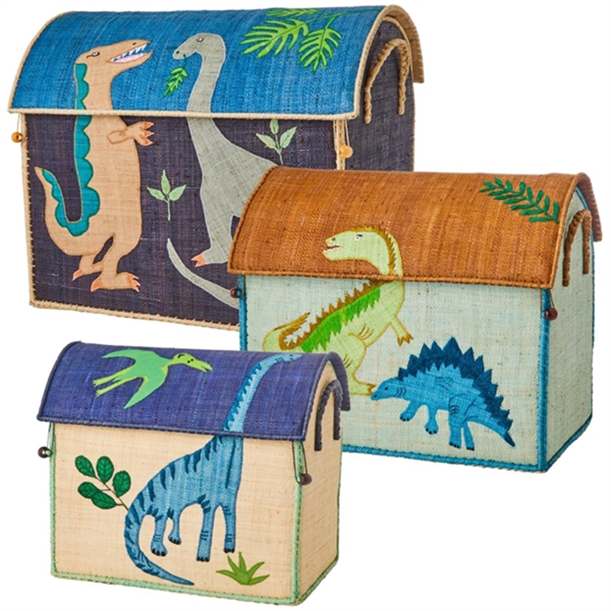 Dinosaur Theme Raffia Kurvehus Til Opbevaring 3 Pak fra Rice