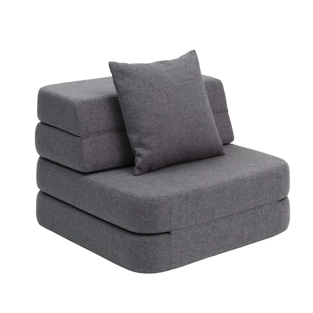 Sofa   3 Fold Single Soft   Mørkegrå Sortgrå Knap fra By Klipklap