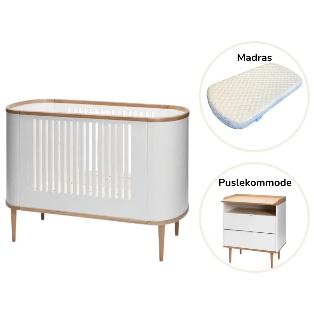 Curve Starterpakke   Seng, Puslekommode Og Madras fra Bekids