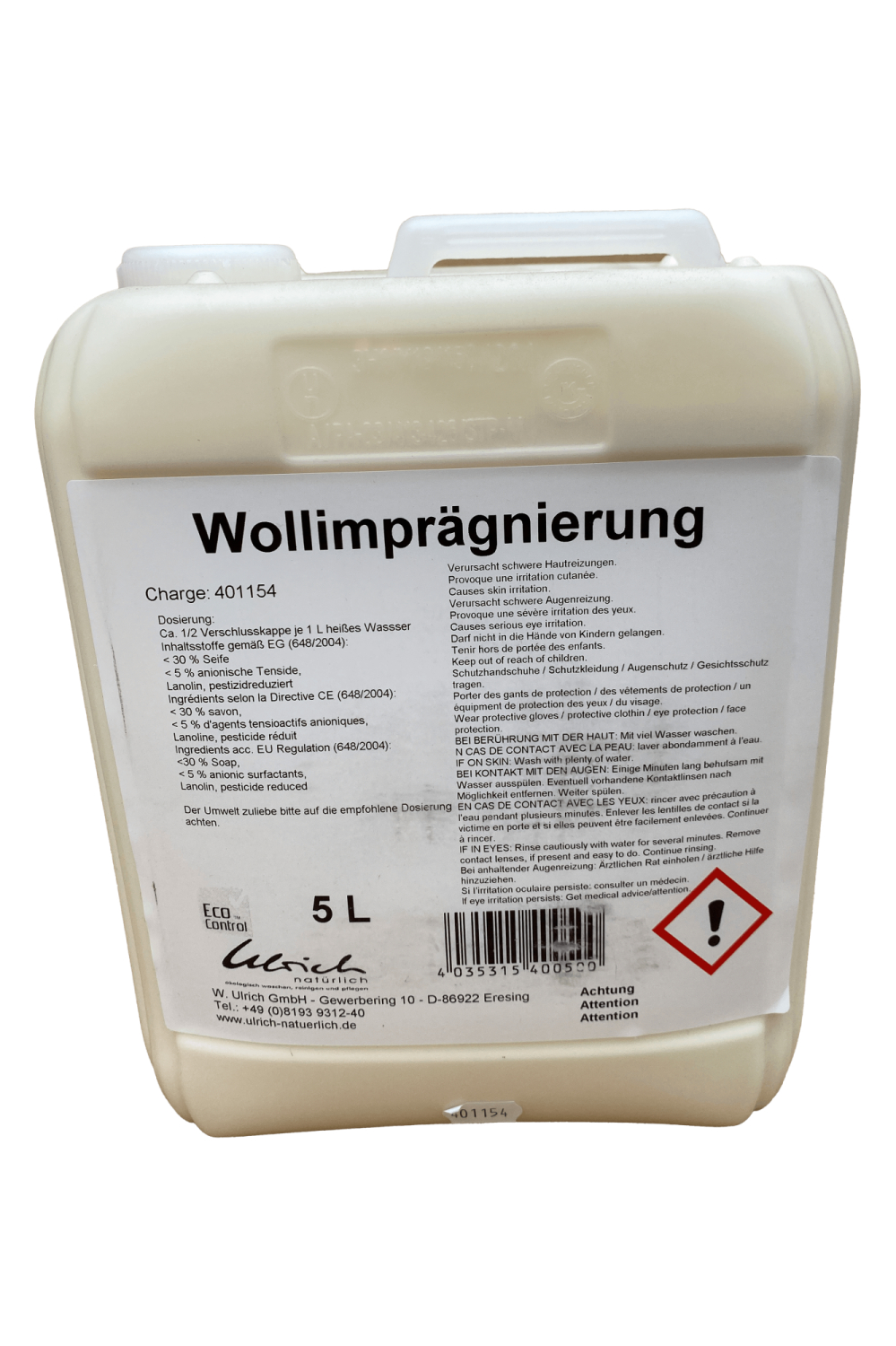 Uldimprægnering Med Lanolin   5 L   økologisk fra Ulrich Natürlich