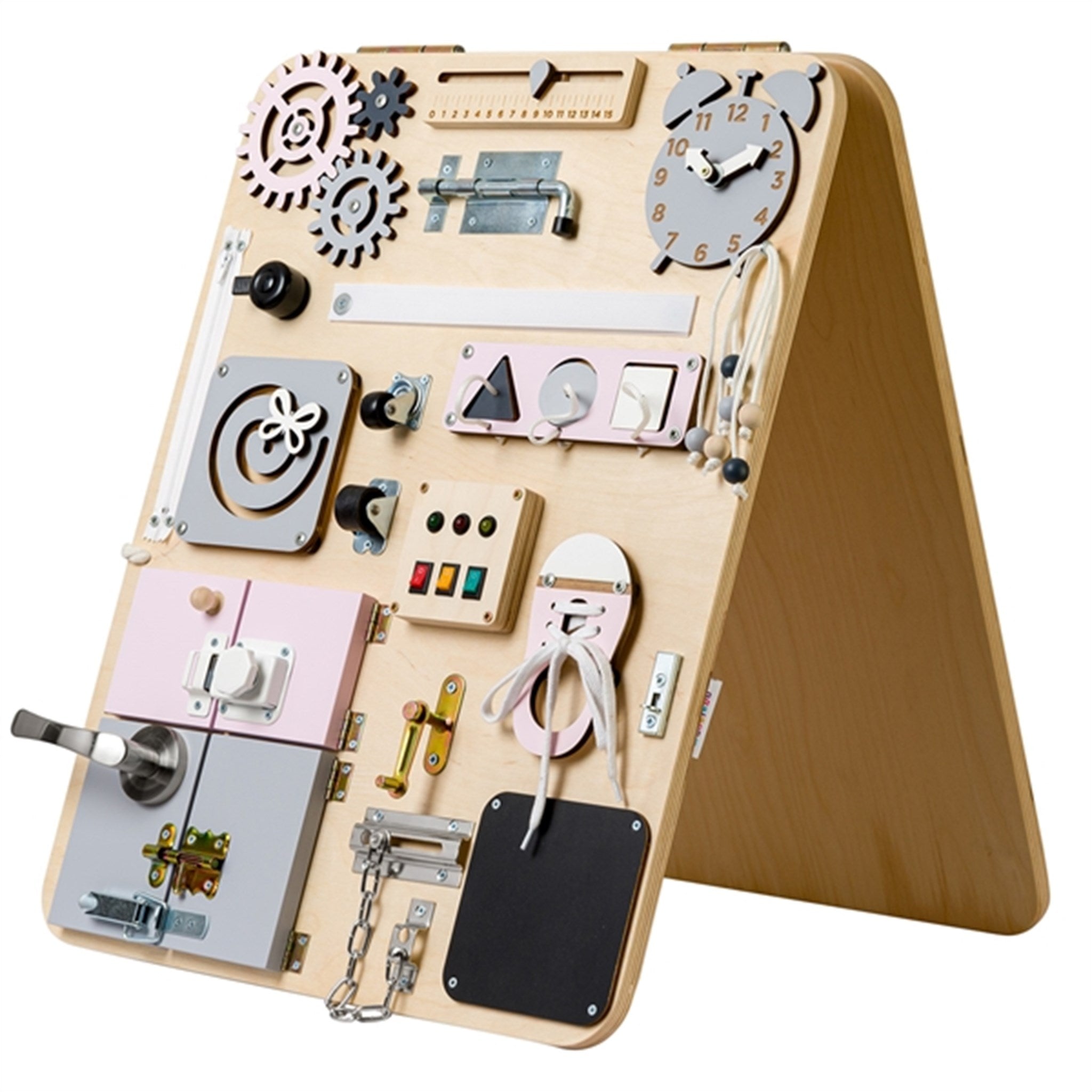Woobiboard Plus Busy Board Natural Rosa fra Woobiboo