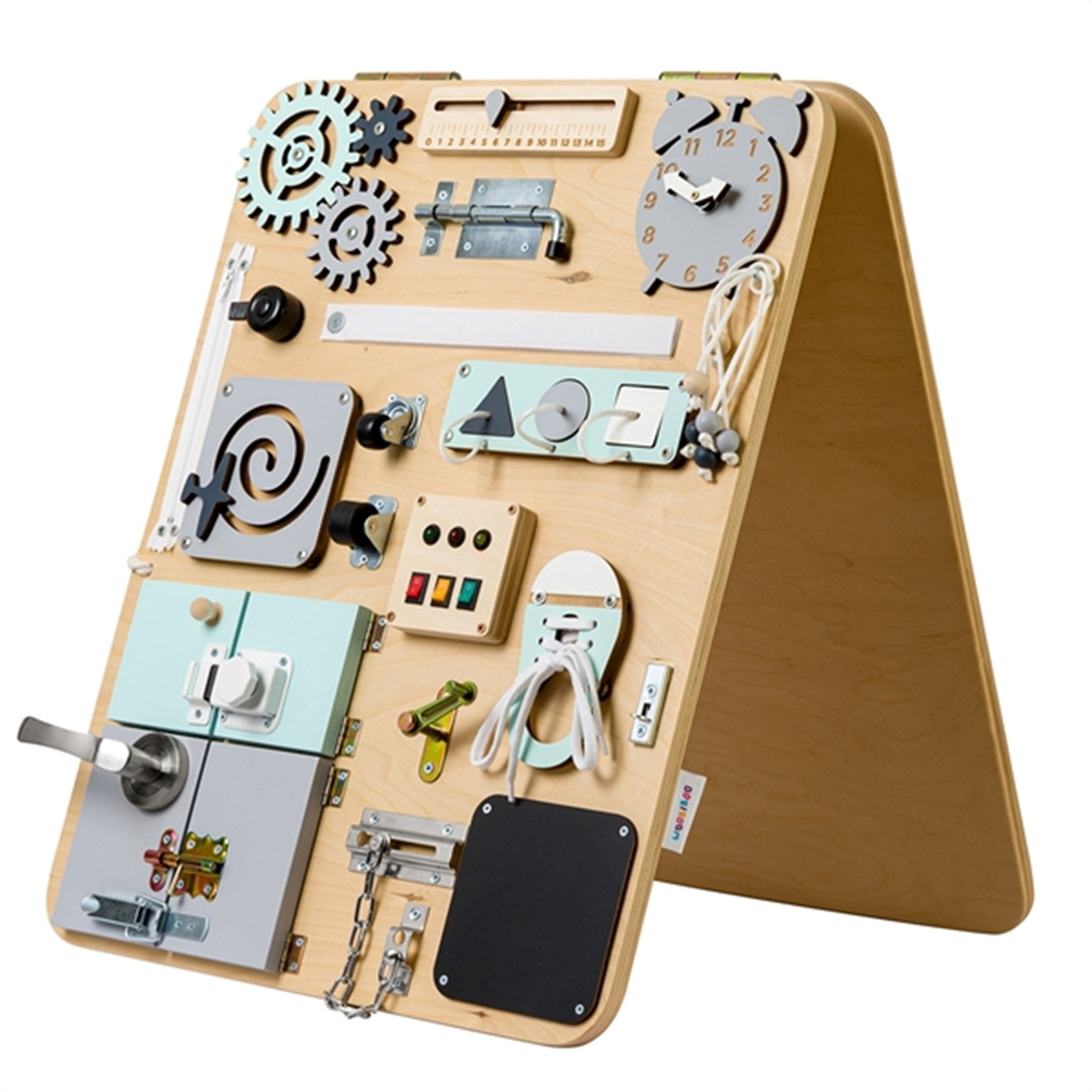Woobiboard Plus Busy Board Natural Mint fra Woobiboo
