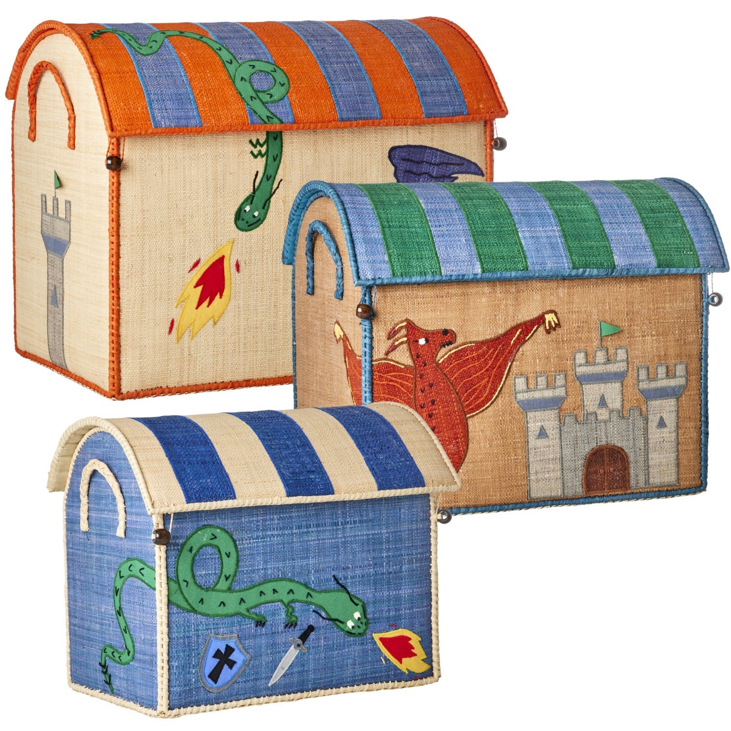 Dragon Theme Raffia Kurvehus Til Opbevaring 3 Pak fra Rice
