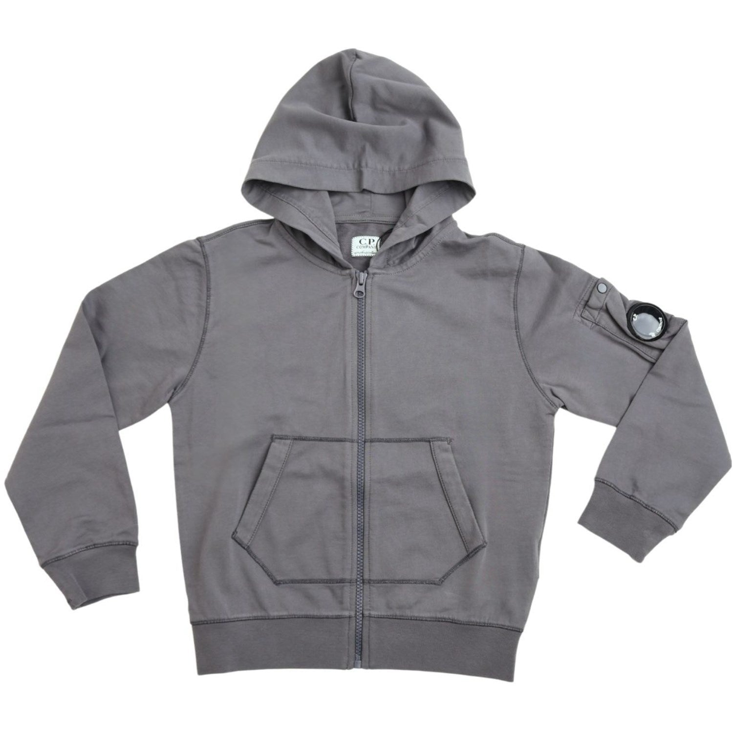 Anthracite Grey Zip Sweatshirt Hood   Str. 8 år fra C.p. Company
