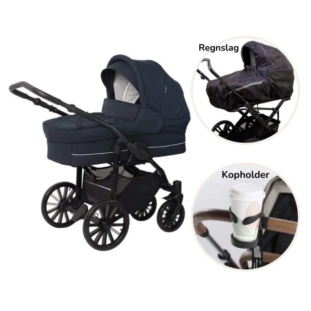 Nordic Lux Inkl. Regnslag Og Kopholder   Dusty Navy fra Basson