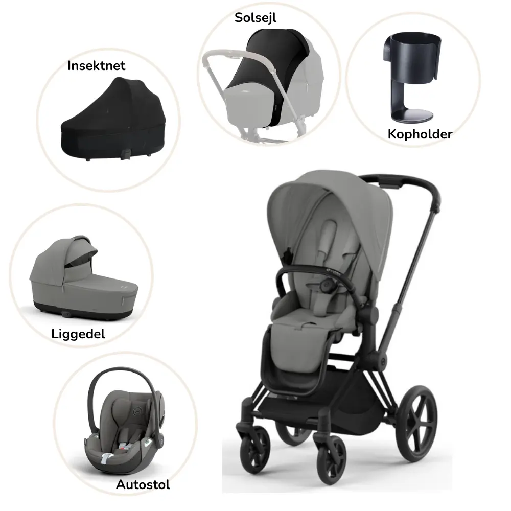 Priam Pakke   Mirage Grey Matt Black fra Cybex
