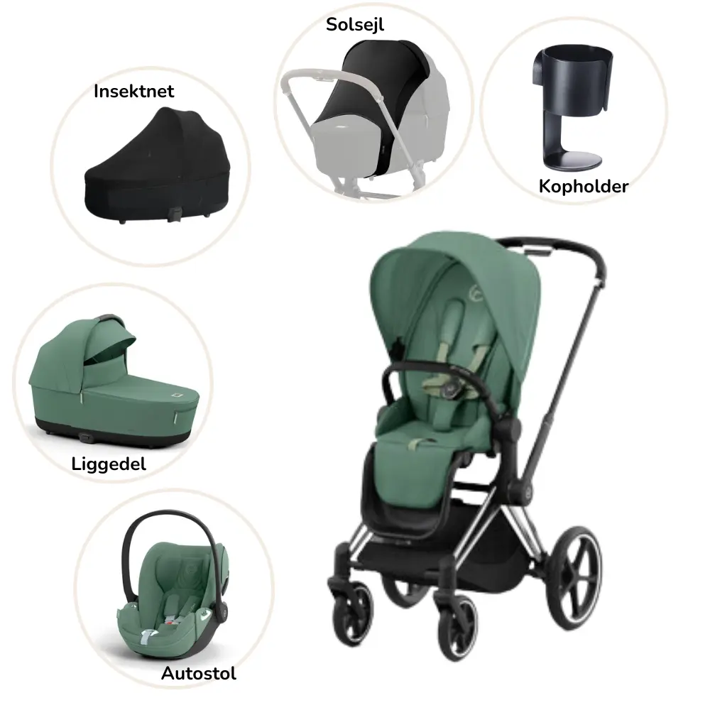 Cybex Priam Klapvogn – Leaf Green Chrome Black Tilbud!