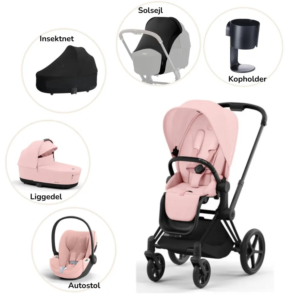 Priam Pakke   Peach Pink Matt Black Plus fra Cybex