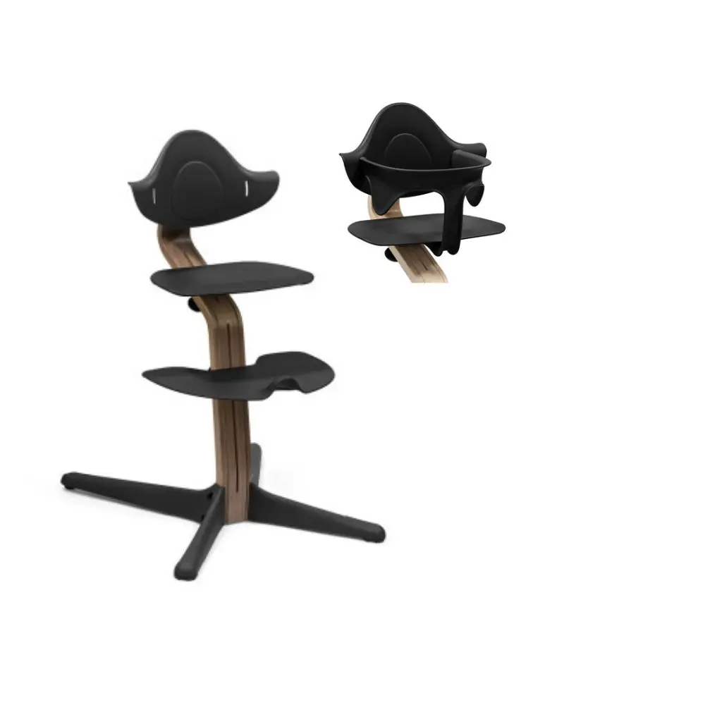 Højstol Valnød   Black Inkl. Babysæt fra Stokke Nomi