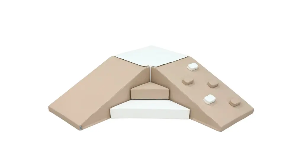 Skum Legesæt Med Rutsjebane Og Klatrevæg   Hårdt Skum   Beige Hvid fra Bekids