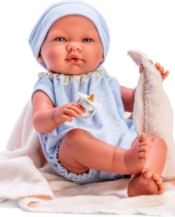 Asi Pablo Baby Dukke Dreng Lyseblåt Tøj Med Tæppe