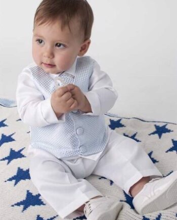 Baby Jakkesæt: Lille Tristan Lyseblå Dåbs Jakkesæt Eller Lille Brudesvend