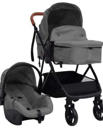 Barnevogn Stål Lysegrå Sort