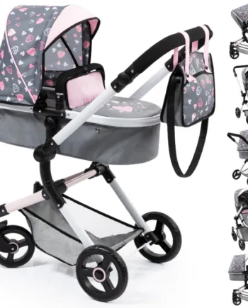 Bayer Vario Kombi Dukkevogn Klapvogn Pink Hearts