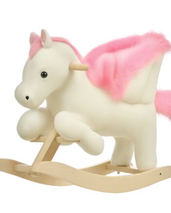 Børne Gyngehest Baby Gyngehest Med Dyrelyde Legetøjshåndtag Til Måneder Plys Hvidpink