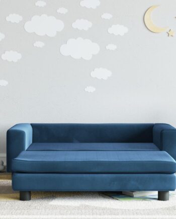 Børnesofa Med Fodskammel 100x50x30 Fløjl Blå