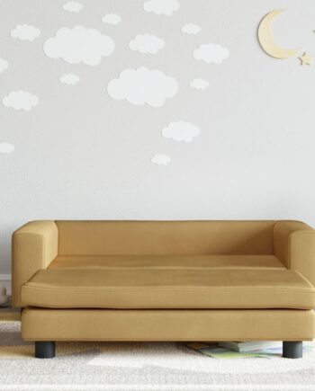 Børnesofa Med Fodskammel 100x50x30 Fløjl Brun