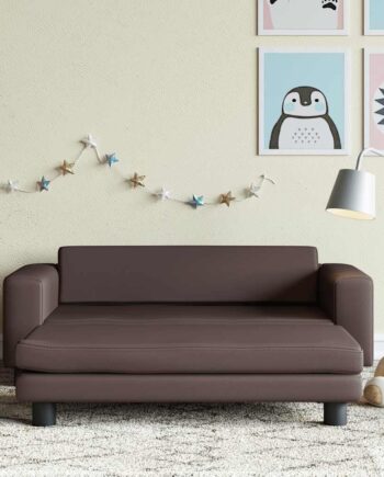 Børnesofa Med Fodskammel 100x50x30 Kunstlæder Brun