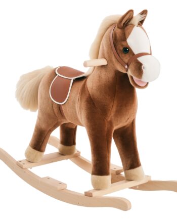 Gyngehest Baby Gyngedyr Plyslegetøj Børn Plys Gyngedyr Brun L74 B33 H62