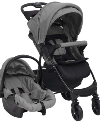 Klapvogn Barnevogn Stål Lysegrå