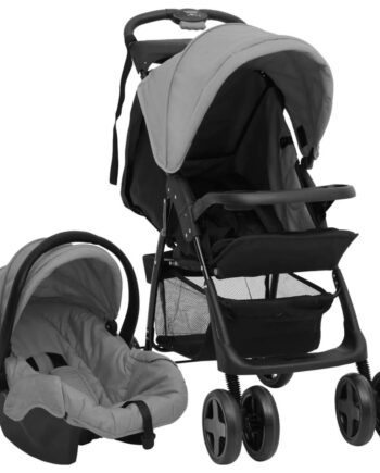 Klapvogn Stål Lysegrå Sort