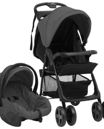 Klapvogn Stål Mørkegrå Sort