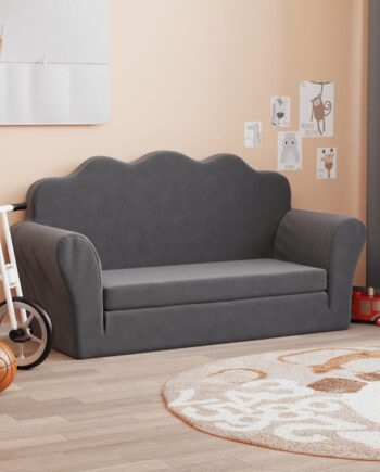 Personers Sovesofa Til Børn Blødt Plys Antracitgrå