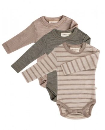 Body Med Lang ærme Rund Hals 100 økologisk Merino Uld Til Baby Pak Nature Beige Melange