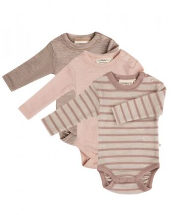 Body Med Lang ærme Rund Hals 100 økologisk Merino Uld Til Baby Pak Nature Soft Rose Melange