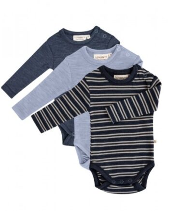 Body Med Lang ærme Rund Hals 100 økologisk Merino Uld Til Baby Pak Navy Nature Melange