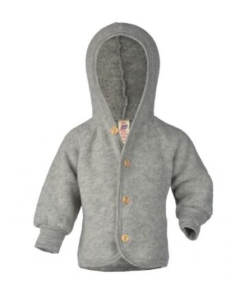 Uldjakke Med Hætte 100 Merino Uld Til Baby Light Grey Melange