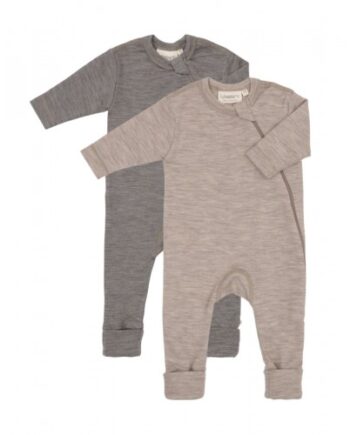 Heldragt 100 økologisk Merino Uld Med Lynlås Siden Til Baby Pak Beige Melange