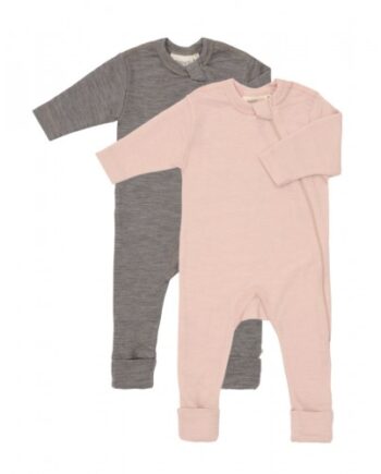 Heldragt 100 økologisk Merino Uld Med Lynlås Siden Til Baby Pak Rose Melange