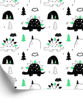 Tapet Til Baby Room Dinosaurer Træskyer