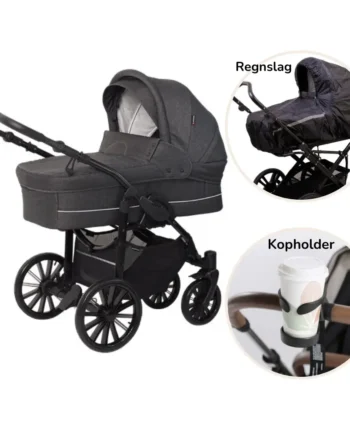 Basson Nordic Lux Barnevogn Inkl Regnslag Kopholder Dark Grey Melange