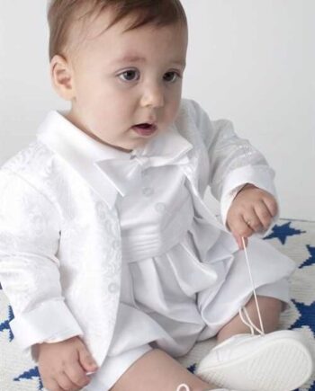 Baby Jakkesæt: Lille Malte Hvid Dåbs Jakkesæt Eller Lille Brudesvend