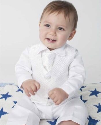 Baby Jakkesæt: Lille Tristan Hvid Eller Ivory Dåbs Jakkesæt Eller Lille Brudesvend