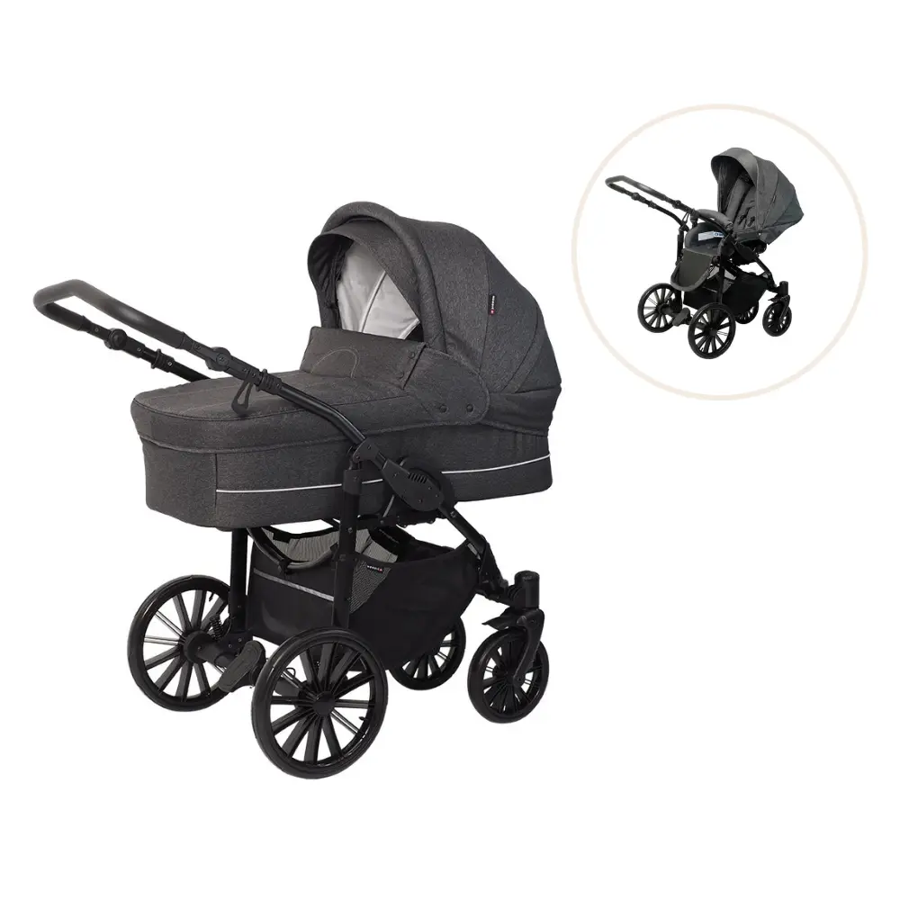 Basson Nordic Lux Barnevogn Inkl Klapvognssæde Dark Grey Melange