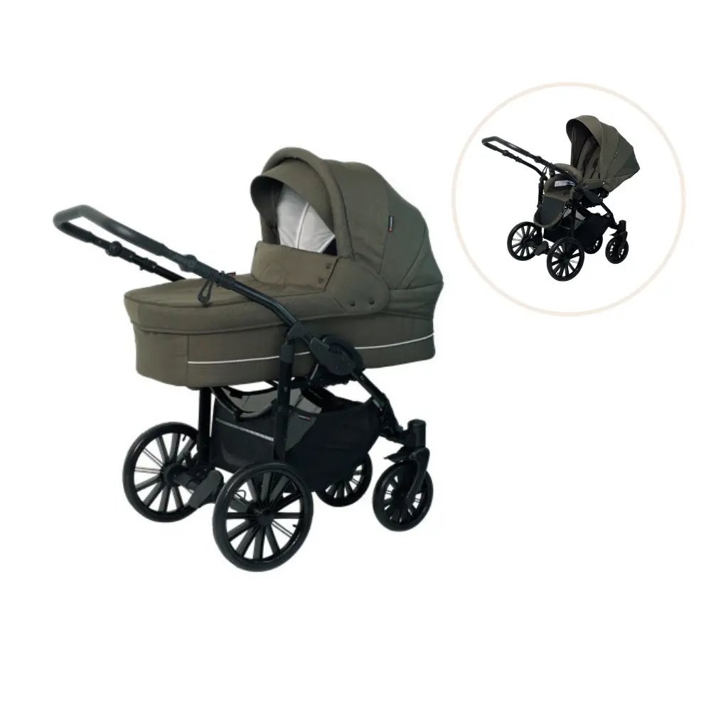 Basson Nordic Lux Barnevogn Inkl Klapvognssæde Dusty Olive