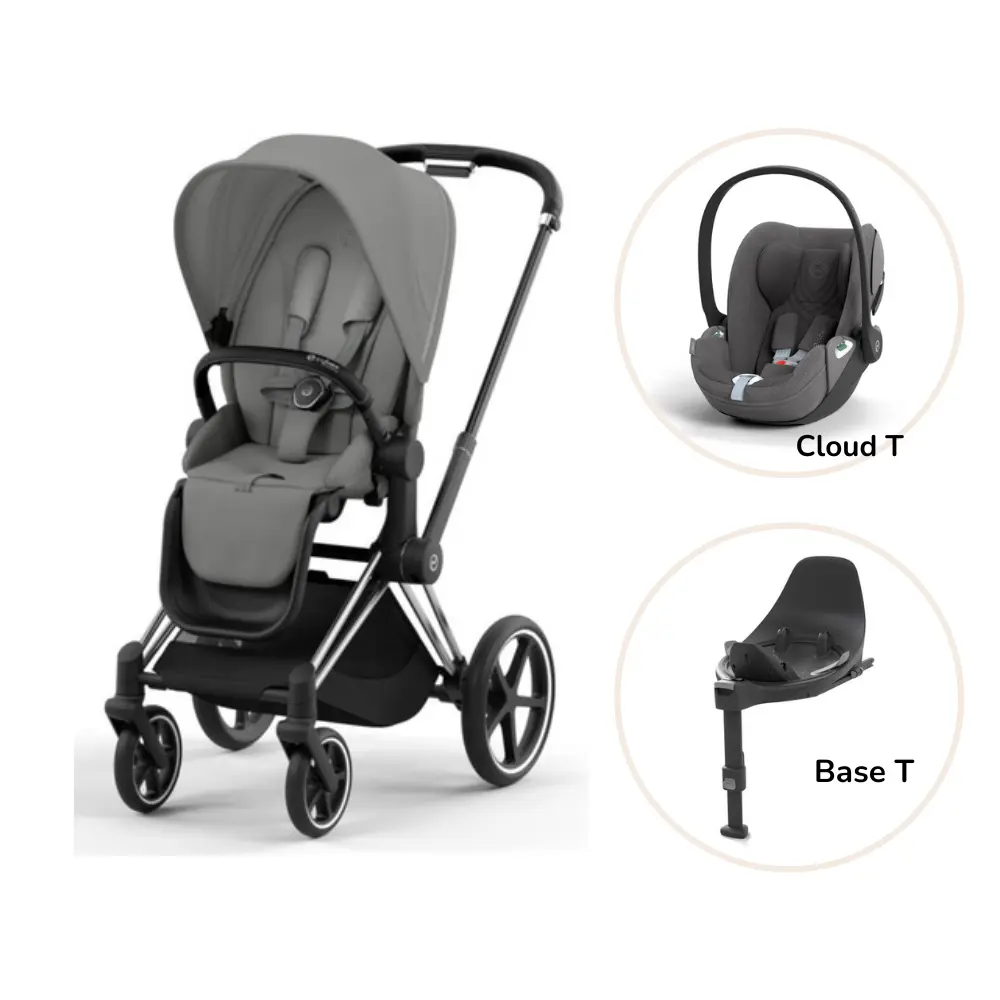 Priam Klapvogn Inkl Cloud Base Mirage Grey Chrome Black Plus