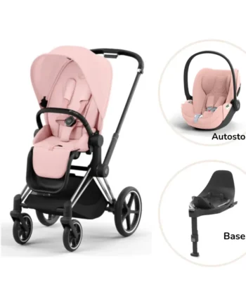 Priam Klapvogn Inkl Cloud Base Peach Pink Chrome Black Plus