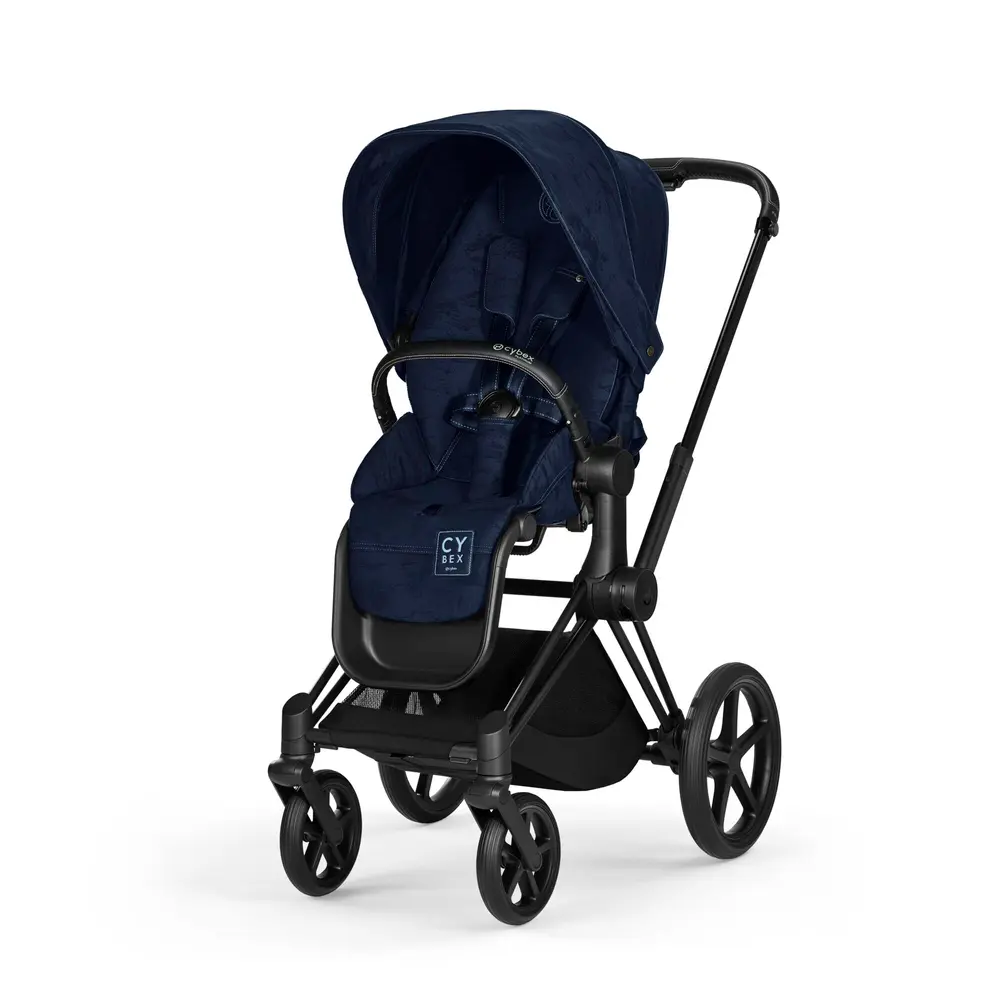 Priam Klapvogn Rebellious Luxury Denim Blue Matt Black