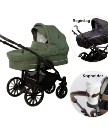 Basson Nordic Lux Barnevogn Inkl Regnslag Kopholder Dusty Green